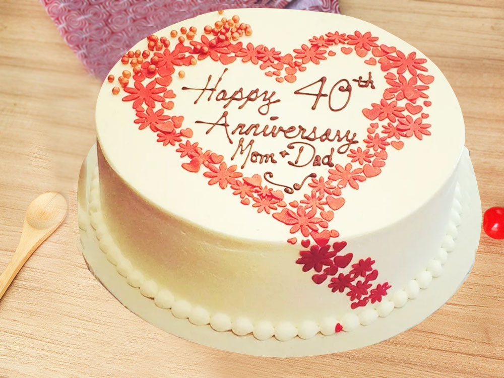 Buy Round Shaped Anniversary Cake Floral Anniversary Delicacy