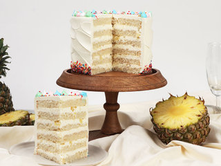 Sliced View of Pineapple Vegan Cake