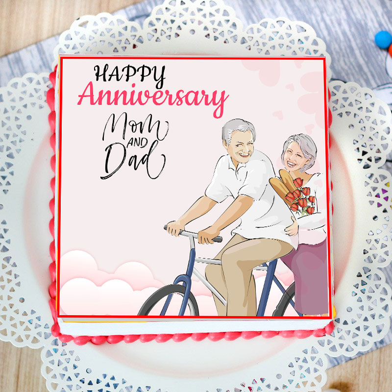 Buy Square Poster Mom Dad Anniversary Cake Custom Anniversary Cake