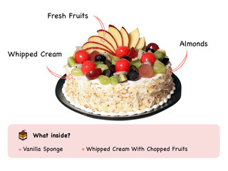 Fresh Fruit Cake with ingredients