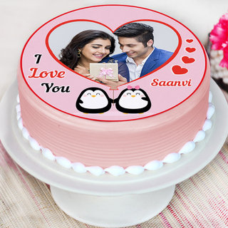 Side View of A propose day special photo cake