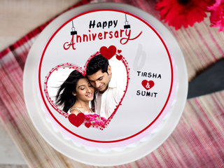 Round Shape Photo Cake For Marriage Anniversary