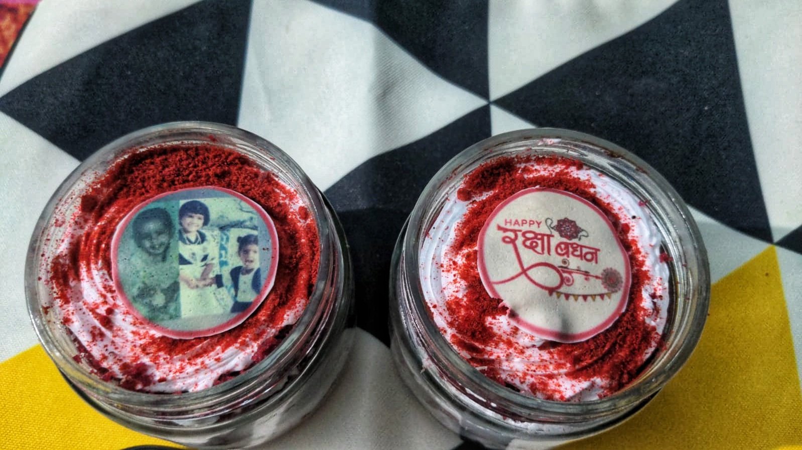 Rakhi Personalised Red Velvet Jar Cake With Single Rakhi