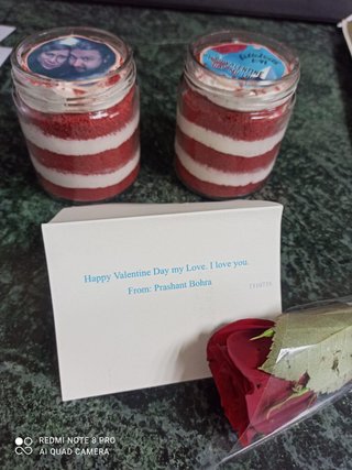 Love Filled Red Velvet Photo Jar Cake