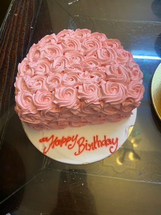 Half Rose Pink Floral Strawberry Cake
