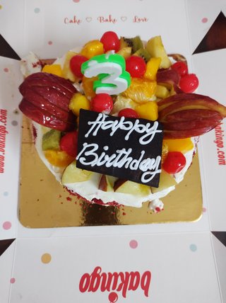 Red Velvet Fruit Layer Cake