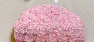 Half Rose Pink Floral Strawberry Cake