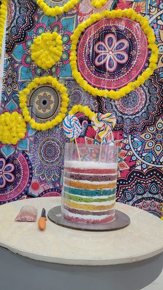Rainbow Flowing Pull me Up Cake