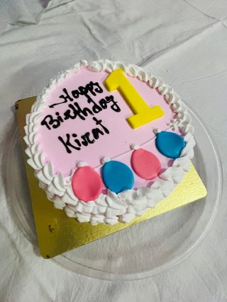Round Cream Happy Birthday Pink Cake