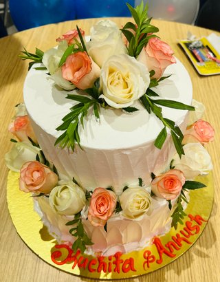 Textured Two Tier Floral Cake
