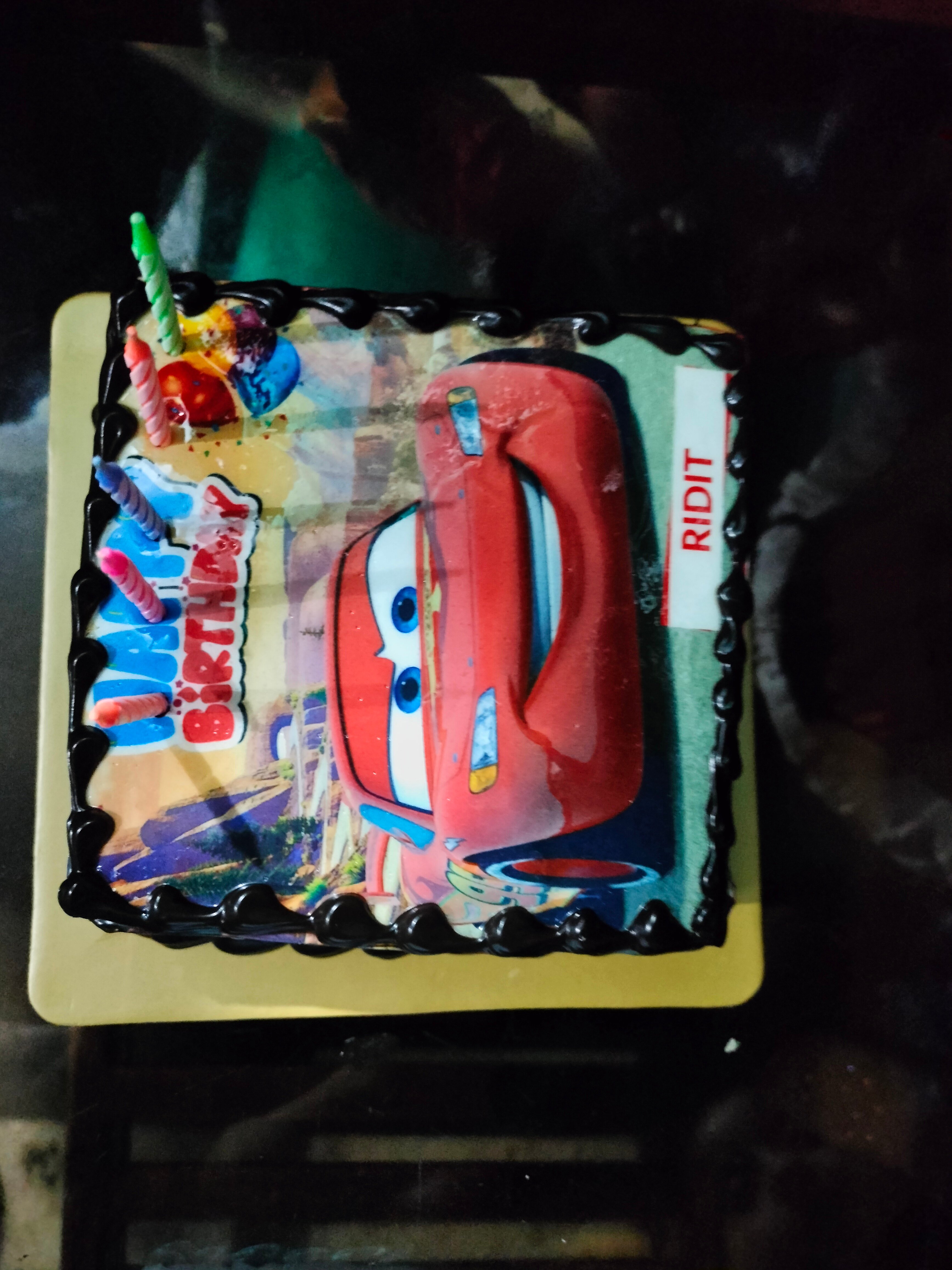 My Car Track Cream Fondant Cake, - Just Bake