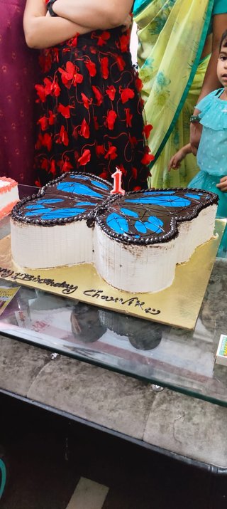 Blue Butterfly Cream Cake