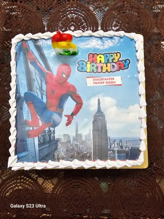 Spiderman Birthday Poster Cake Square Shape