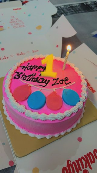 Round Cream Happy Birthday Pink Cake