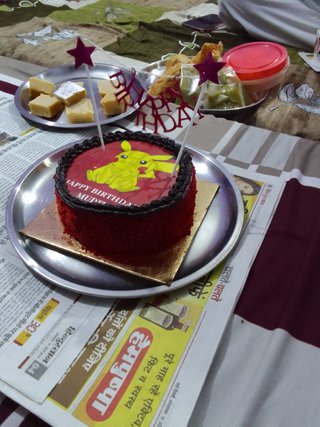 Choco Red Velvet Birthday Pikachu Cake