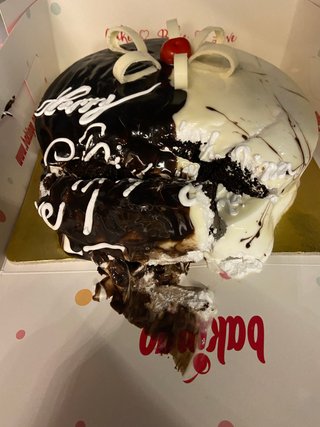 Chocolate Vanilla Half & Half Cake