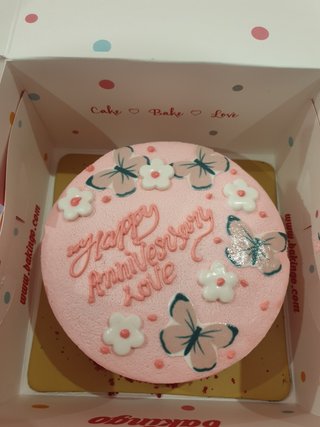 Butterfly N Flowers Red Velvet Cake
