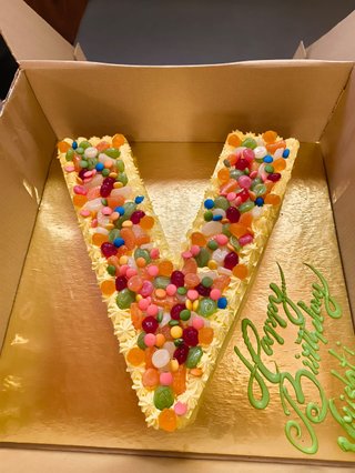 Candied Creamy R Alphabet Cake