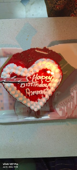 Red Velvet Heart Cake with Love Topper