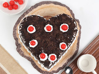 Top View of Black Forest Heart Cake