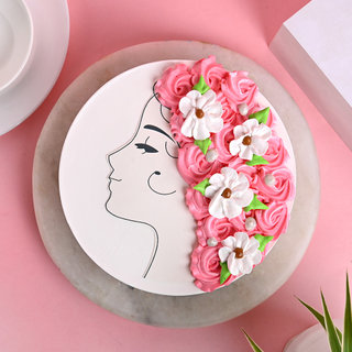 Top View of Womens Day Vanilla Cake