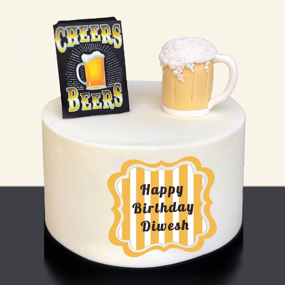 Buy Birthday Beer Booze Fondant Cake-Cheers Beer Birthday Cake