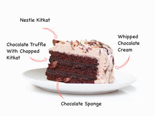Sliced View of Chocolate And Caramel Cake with ingredients