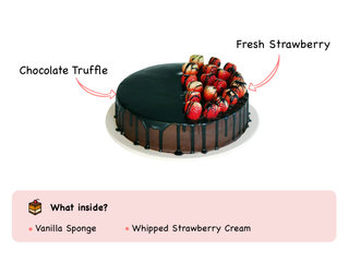 Choco Vanilla Strawberry Cake with ingredients