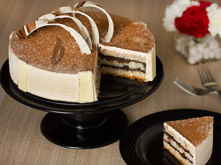 Sliced View of Round Decadent Coffee Cake