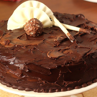 Side View of Couverture Hazelnut Chocolate Cake