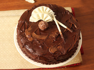 Top View of Couverture Hazelnut Chocolate Cake