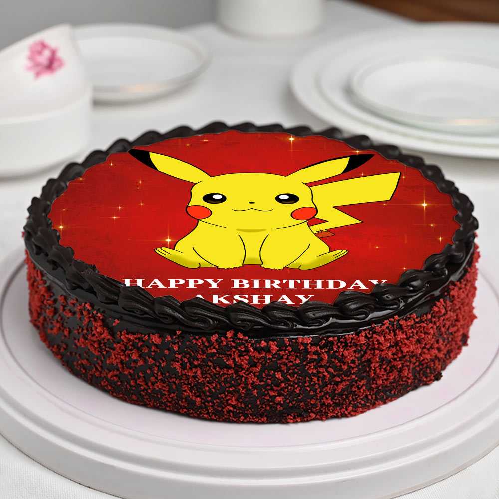 Buy Choco Red Velvet Birthday Pikachu Cake-Cutey Pikachu Birthday Cake