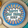 Happy New Year Photo Blue Cake