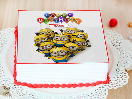 Buy Despicable Me Birthday Poster Cake Square Shape Minion To Billion