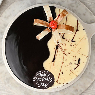 Top View of Choco Vanila Cake For Doctors Day