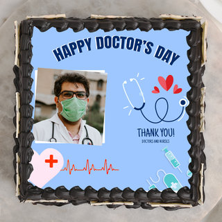 Top View of Doctor's Theme Cake For Doctors Day