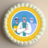 Top View of Doctors Day Round Photo Cake