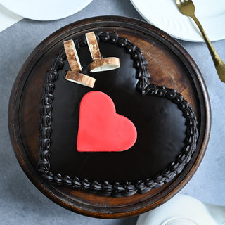 Double Heart Choco Truffle Cake with ingredients