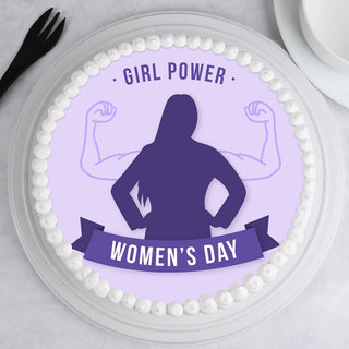 Top View Women's Day Girl Power Photo Cake