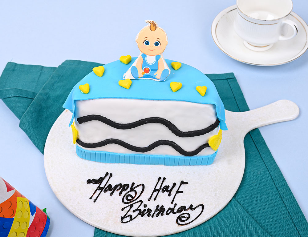 Buy Half Chocolate Birthday Fondant Cake Half Birthday Cake
