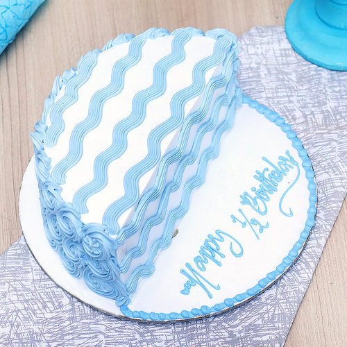 Buy Half Month Celebration Vanilla Cake Blue Creamy Half Cake