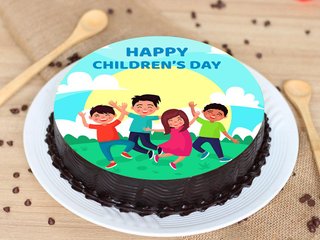 Childrens Day Round Photo Cake
