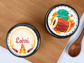Happy Lohri Chocolate Photo Jar Cake