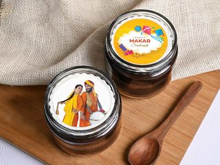 Happy Makar Sankranti Chocolate Photo Jar Cakes