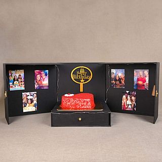 Open View of Heart Red Velvet Cake Surprise Box