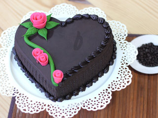 Zoomed View of Heart Shape Chocolate Cake