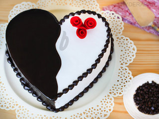 Send Heart Shaped Choco Vanilla Cake in Hyderabad