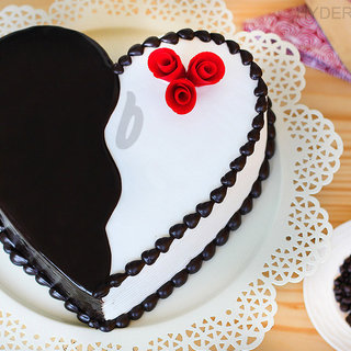 Send Heart Shaped Choco Vanilla Cake in Hyderabad