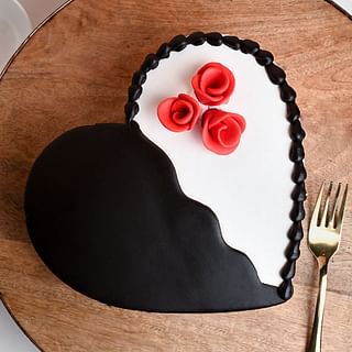 Heart-Shaped Choco Vanilla Cake