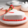 Side View of Heart Shaped Vanilla Strawberry Cake